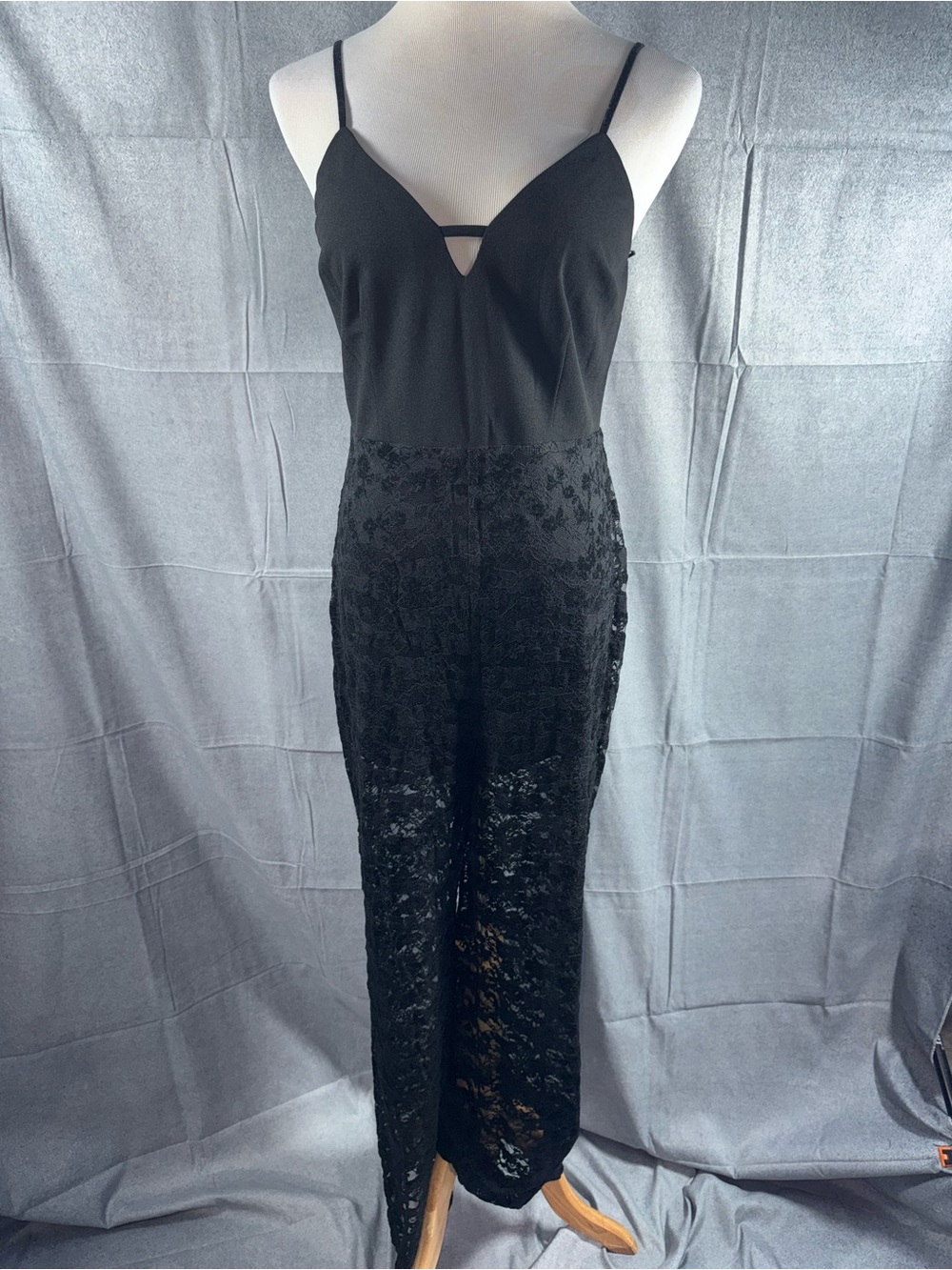 2613-Lush Black Lace-Panel Slip Romper